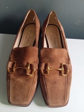 Ana Palma Brown Suede Horsebit Loafers Square Toe Made in Spain Womens Shoes